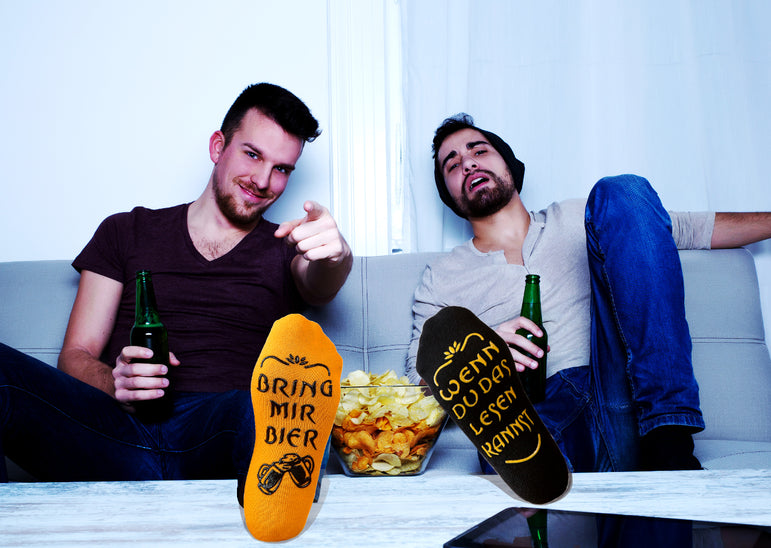 Bier Socken mit Spruch Wenn du das lesen kannst, bring mir Bier, Geburtstagsgeschenk für Männer, Bier Geschenke zum Männer-Abend, 37-44