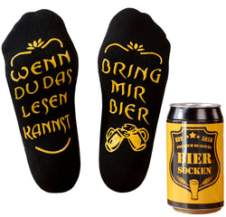 Bier Socken mit Spruch Wenn du das lesen kannst, bring mir Bier, Geburtstagsgeschenk für Männer, Bier Geschenke zum Männer-Abend, 37-44