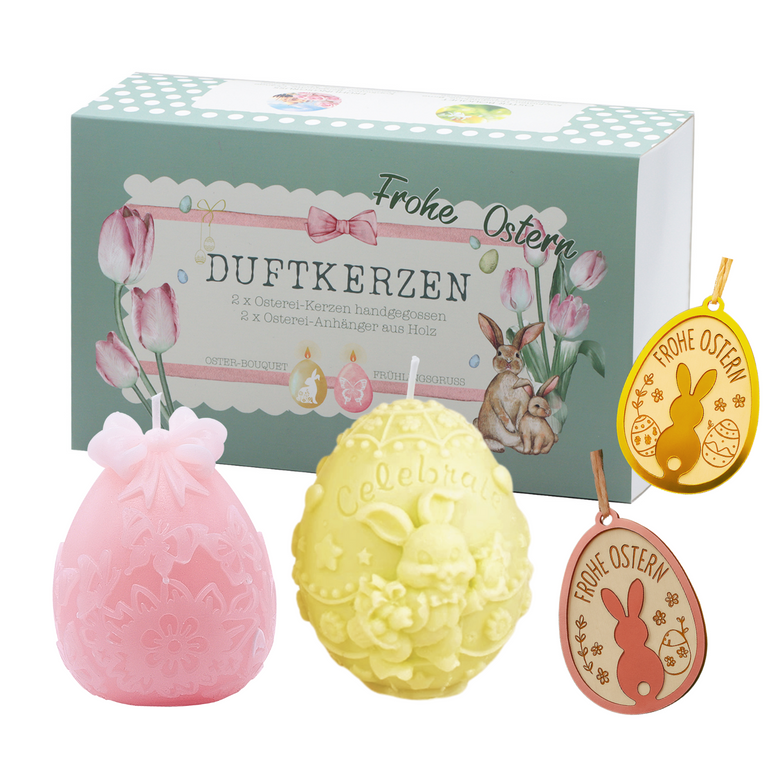 Ostergeschenke für Frauen - 2 Ostereier Duftkerzen handgegossen