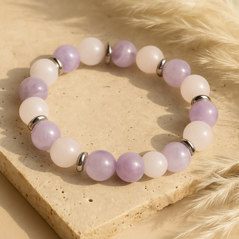 Armband Rosentraum - Rosenquarz und Lavendelamethyst