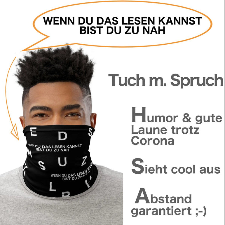 Lucadeau 2 x Multifunktionstuch mit Spruch WENN DU DAS LESEN Kannst, BIST DU ZU NAH, Motorrad Bandana, Kopftuch, Schlauschal, witziges Geschenk