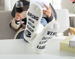 Kuschelsocken mit Anti-Rutsch-Aufschrift "WENN DU DAS LESEN KANNST, BRING MIR MEIN BUCH", Geburtstagsgeschenk Frau, 36-43