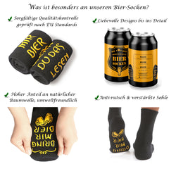 Bier Socken mit Bier Spruch, Geschenk zum Vatertag  - Baumwolle Socken mit Flaschenöffner aus Edelstahl in PikAss Silber, Geschenke für Männer zum Geburtstag, 37-44
