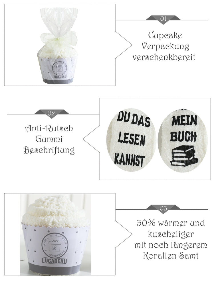 Kuschelsocken mit Anti-Rutsch-Aufschrift "WENN DU DAS LESEN KANNST, BRING MIR MEIN BUCH", Geburtstagsgeschenk Frau, 36-43
