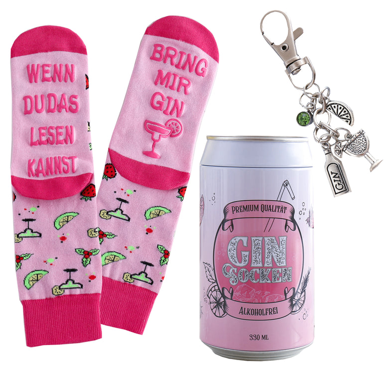 Gin Socken, Geschenke für Frauen, Geburtstagsgeschenk für Gin-Liebhaber WENN DU DAS LESEN KANNST BRING MIR GIN, Gr. 37-42 (Rosa)