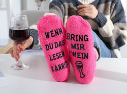 Kuschelsocken mit Anti-Rutsch-Aufschrift "WENN DU DAS LESEN KANNST, BRING MIR WEIN", Geschenke für Frauen, Geburtstagsgeschenk, 36-43