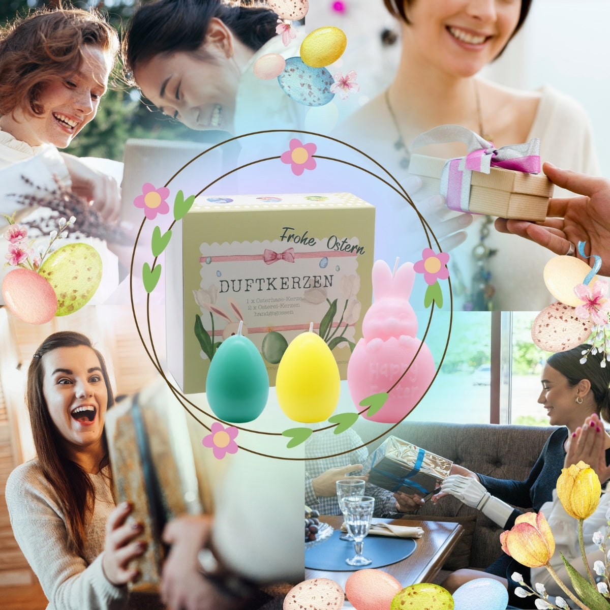 Ostergeschenke für Frauen - 3 Duftkerzen handgegossen