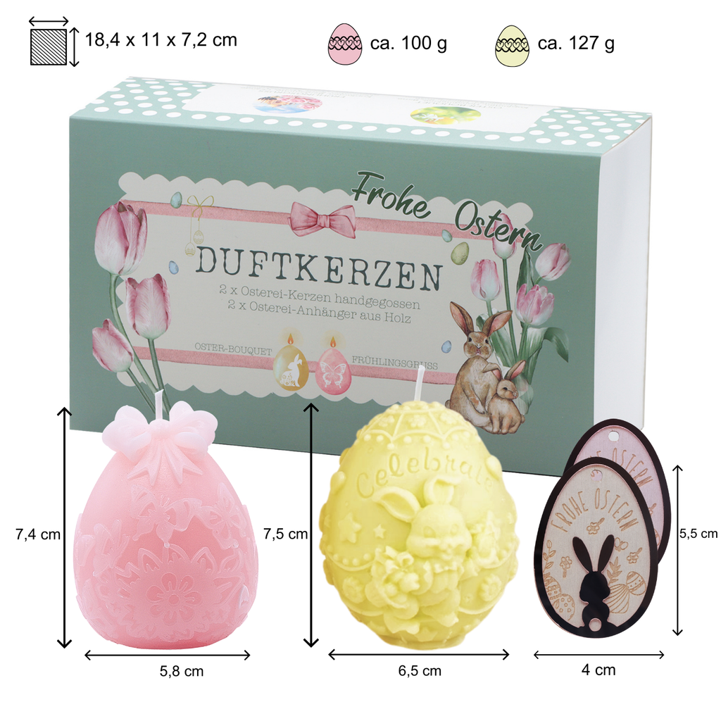 Ostergeschenke für Frauen - 2 Ostereier Duftkerzen handgegossen