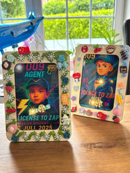10x DIY Fotorahmen Dekorations-Set mit Creme-Kleber - Kindergeburtstags-Set