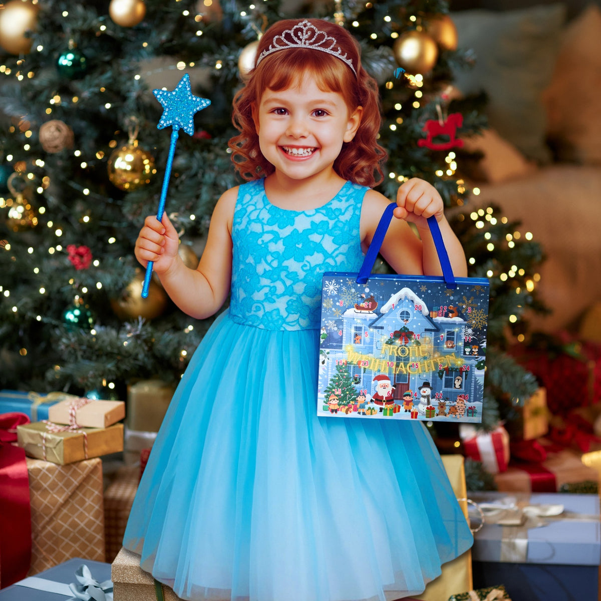 Lucadeau Adventskalender 2026 Schmuck DIY für Mädchen (Prinzessin-Blau)