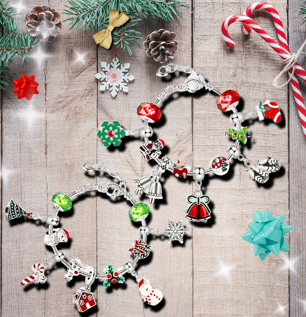 Lucadeau Armband DIY Adventskalender 2026 für Mädchen (Prinzessin-Rot-Gruen2)