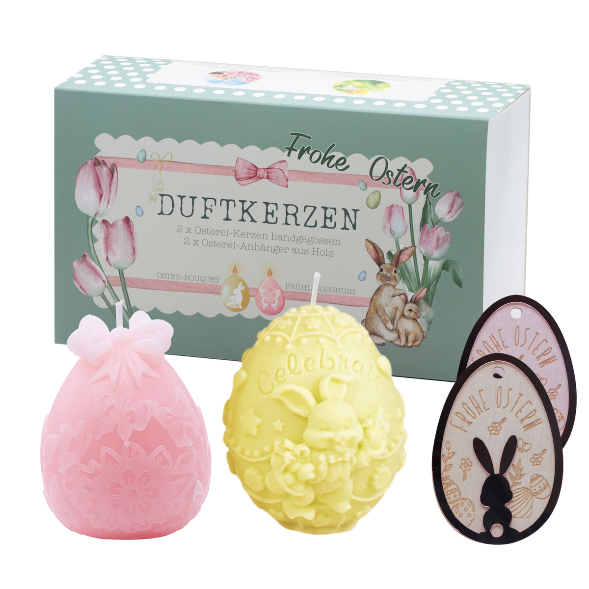 Ostergeschenke für Frauen - 2 Ostereier Duftkerzen handgegossen