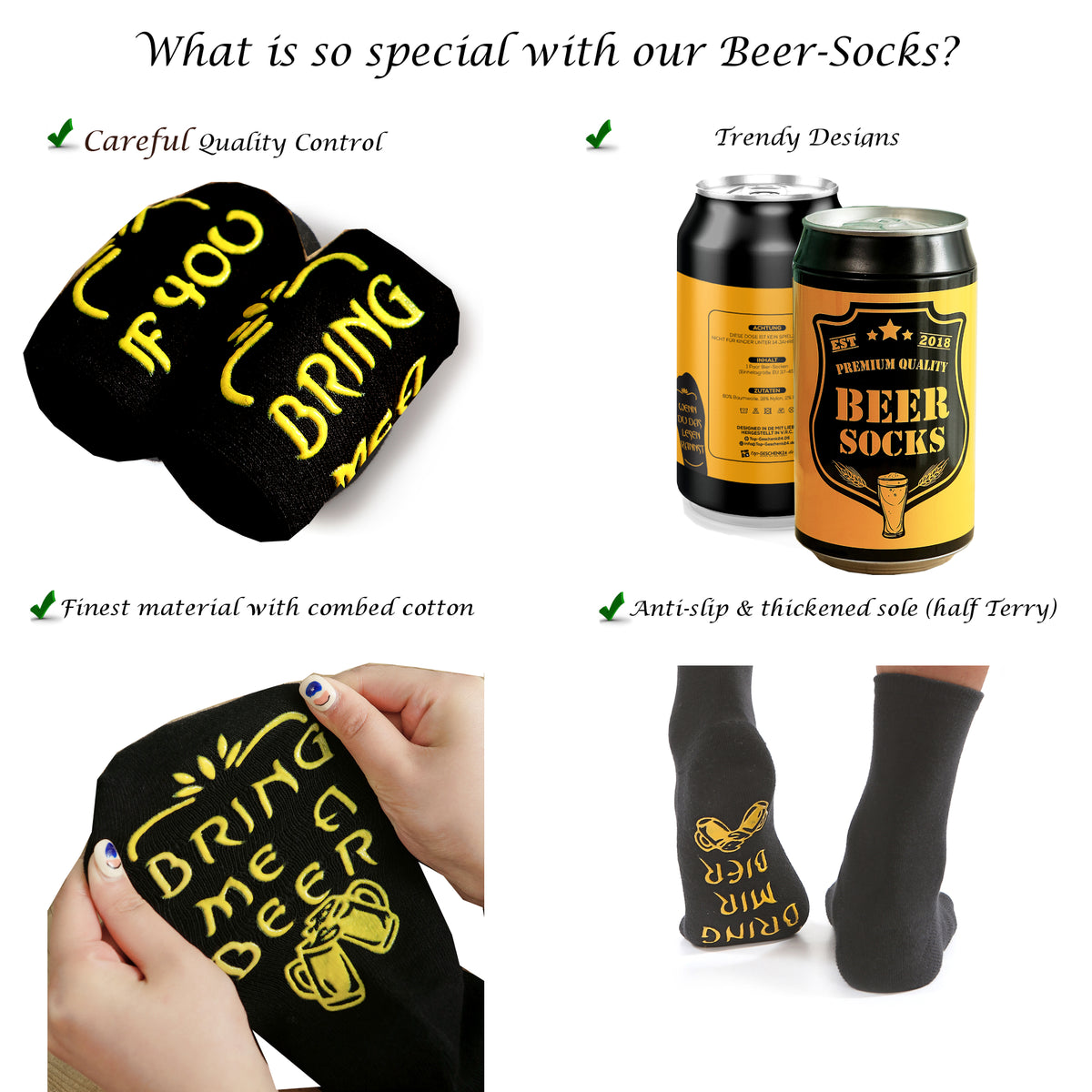 Bier Socken Herren lustige Socken mit Spruch "Bring me a Beer", Männergeschenke, Geburtstagsgeschenk, Herren Socken, 37-44