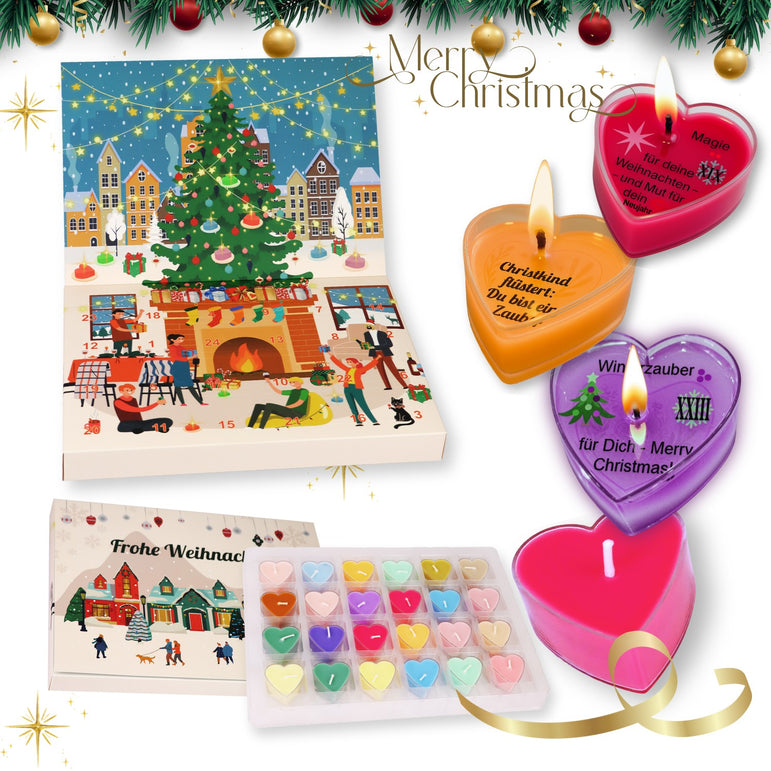 Lucadeau Adventskalender Duftkerzen 2025 – 24 Weihnachtsdüfte & Botschaften