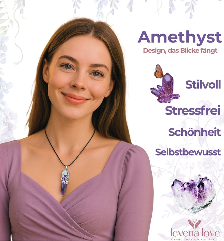 Kettenanhänger aus Naturstein Amethyst