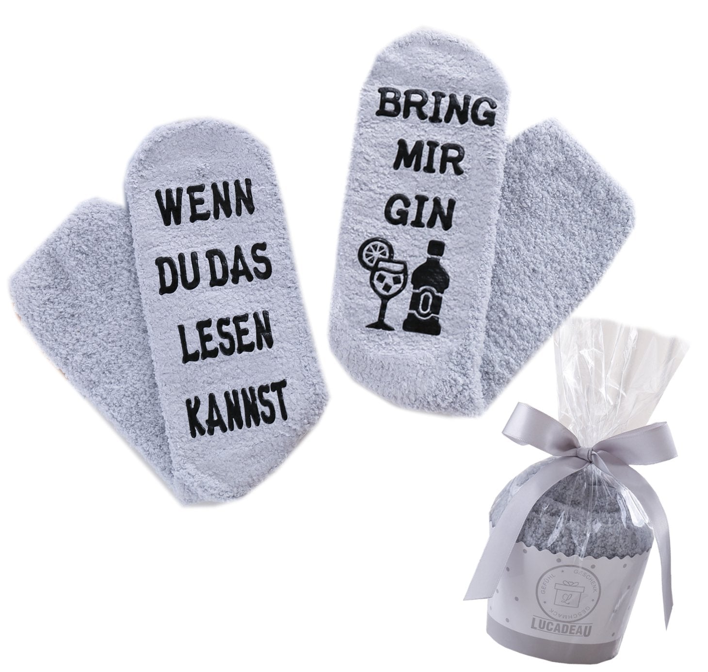 Gin Socken mit Spruch, WENN DU DAS LESEN KANNST, BRING MIR GIN, Kuschelsocken, Geburtstagsgeschenke für Frauen, 36-43