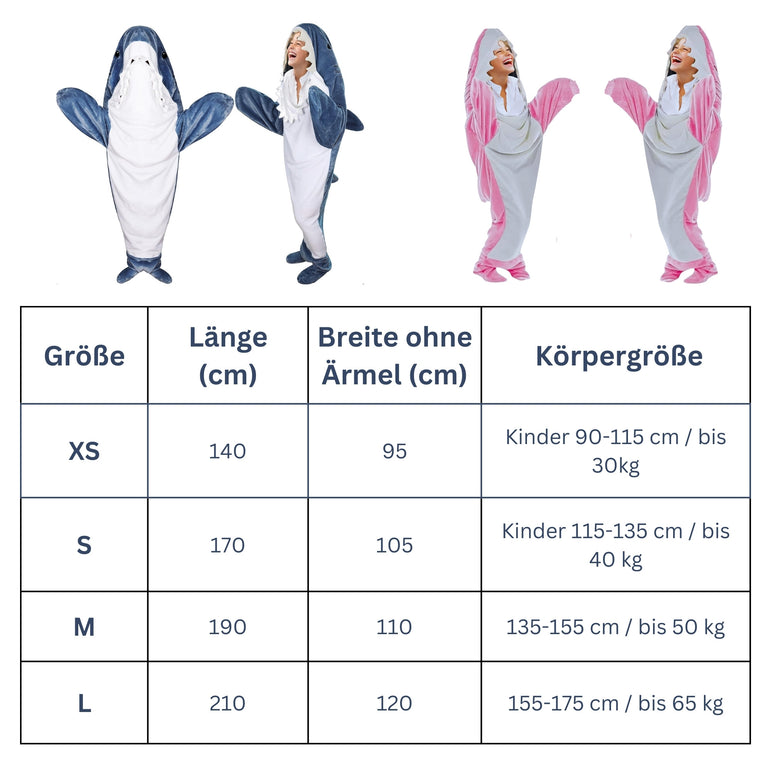 Lucadeau Hai Decke, Shark Decke, Geschenke für Frauen Mädchen (135-155 cm) Geburtstagsgeschenk Hoodie Decke mit Ärmeln und Kapuze Geschenke für Jungs Männer Haidecke(Blau, M)
