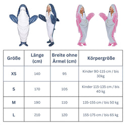 Lucadeau Hai Decke zum Anziehen Kinder Hai Kostüm Geschenk für Kinder (90-115cm) Geburtstagsgeschenk Hai Anzug Shark Blanket Schlafanzug Hai Onesie Kuschel Hai Decke (Blau, XS)