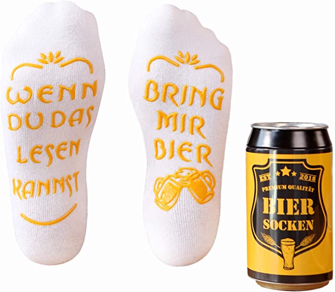 Lustige Bier Socken mit Spruch auf der Sohle, WENN DU DAS LESEN KANNST BRING MIR BIER, Geburtstagsgeschenk, Männergeschenk, Frauengeschenk, 38-44