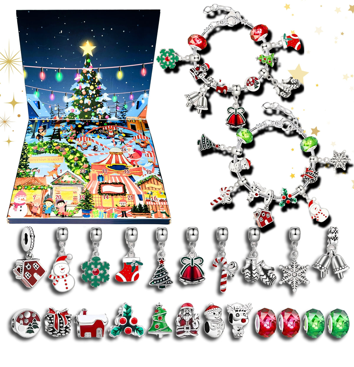 Lucadeau Schmuck Adventskalender 2026 für Mädchen (Prinzessin-Rot-Gruen1)