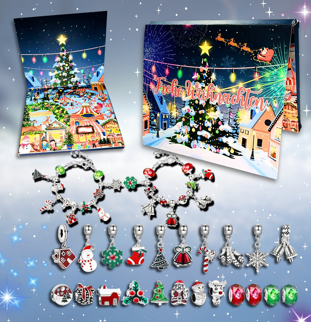 Lucadeau Schmuck Adventskalender 2026 für Mädchen (Prinzessin-Rot-Gruen1)