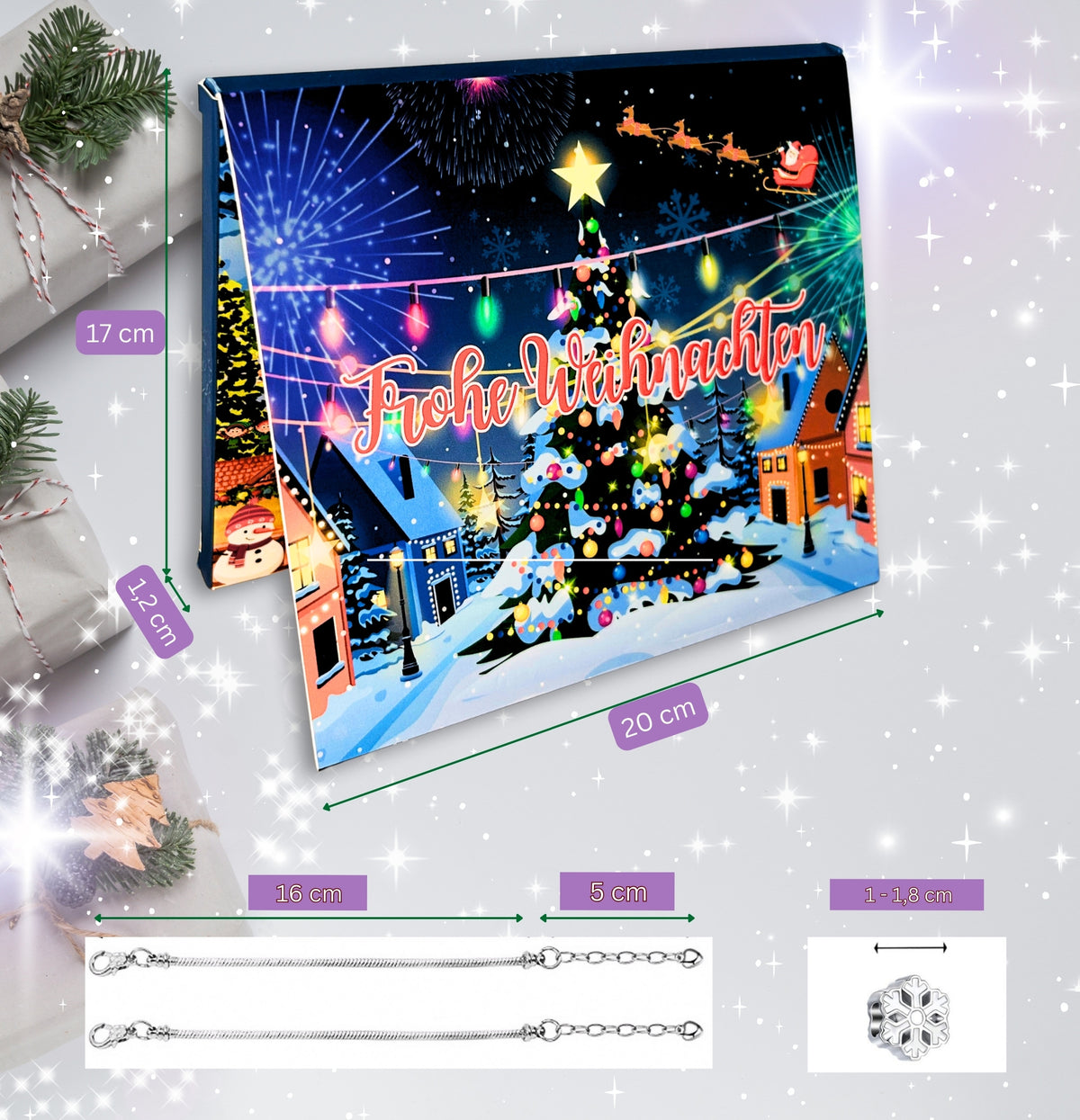 Lucadeau Schmuck Adventskalender 2026 für Mädchen (Prinzessin-Rot-Gruen1)