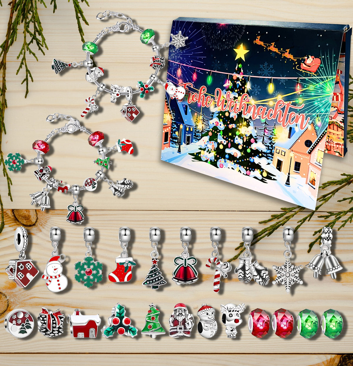 Lucadeau Schmuck Adventskalender 2026 für Mädchen (Prinzessin-Rot-Gruen1)
