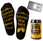 Bier Socken mit Flaschenöffner aus Edelstahl in GOLD, als Geburtstagsgeschenk für Männer, Baumwolle Socken Herren, 37-44