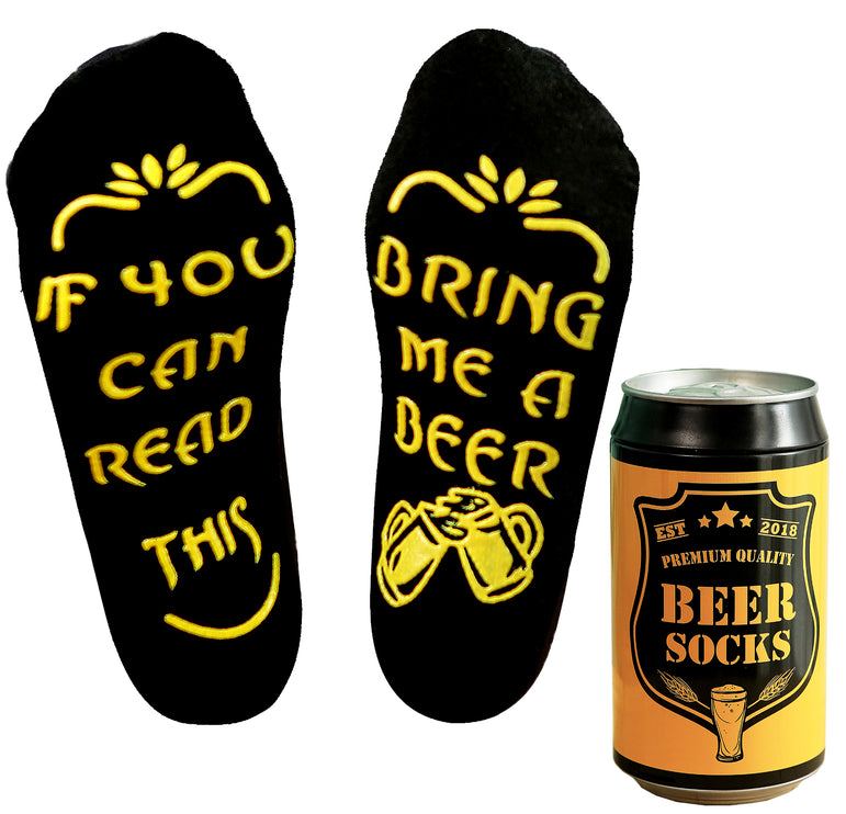 Bier Socken Herren lustige Socken mit Spruch "Bring me a Beer", Männergeschenke, Papa Geburtstagsgeschenk, 37-44