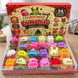 Geöffneter Kalender mit allen 24 Squishies im Tray