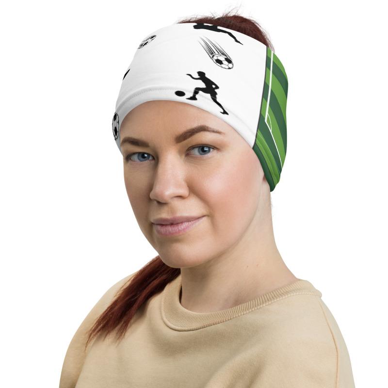 2er Pack Multifunktionstuch mit Fussball, Fussball-Feld, Sportler. Geschenk für Freunden zum Fussball Abend, Bundesliga, Kopftuch, Schlauchschal, Motorrad Bandana