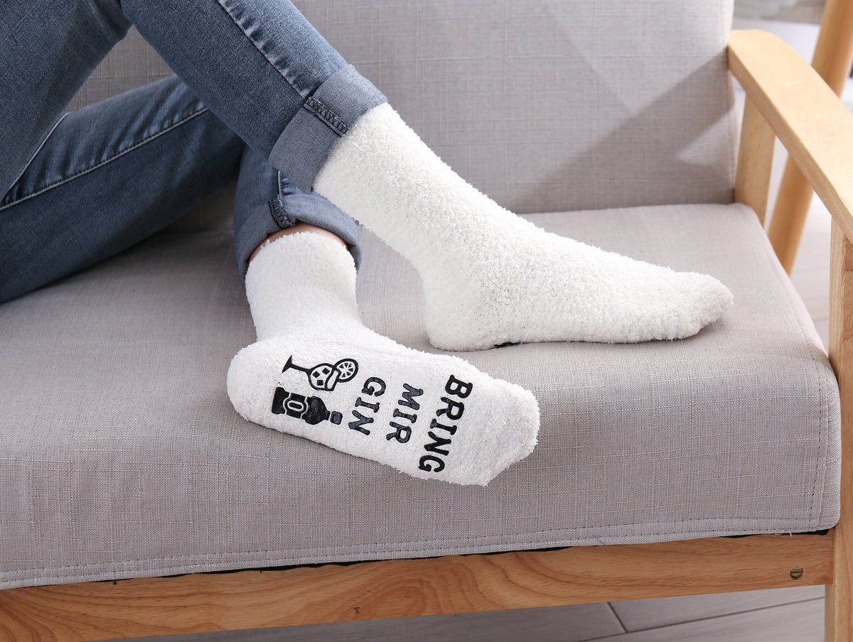 Kuschelsocken mit Spruch WENN DU DAS LESEN KANNST BRING MIR GIN, Gin Socken, Geburtstagsgeschenke für Frauen, 36 - 43