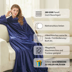 Kuscheldecke mit Ärmeln und Taschen, ausgefallenes Geburtstagsgeschenk für Frauen, Geschenk für Mama, Freundin, Schwester, Sofa TV Decke, Kuscheldecke, TV-Decke 150x200 cm, Blau