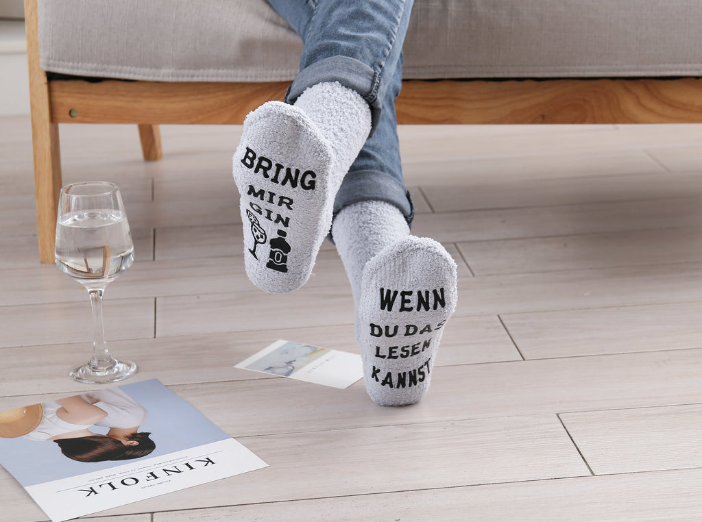 Gin Socken mit Spruch, WENN DU DAS LESEN KANNST, BRING MIR GIN, Kuschelsocken, Geburtstagsgeschenke für Frauen, 36-43