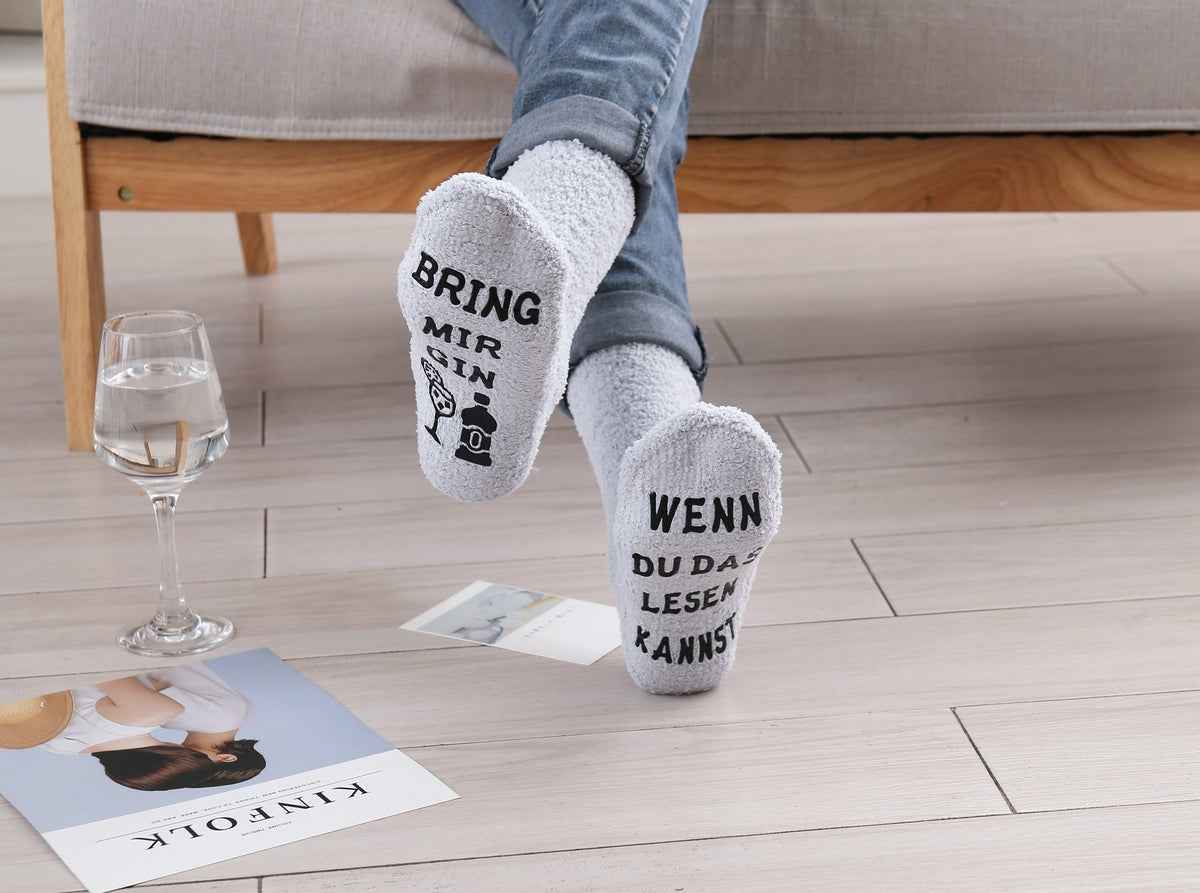 Gin Socken mit Spruch, WENN DU DAS LESEN KANNST, BRING MIR GIN, Kuschelsocken, Geburtstagsgeschenke für Frauen, 36-43