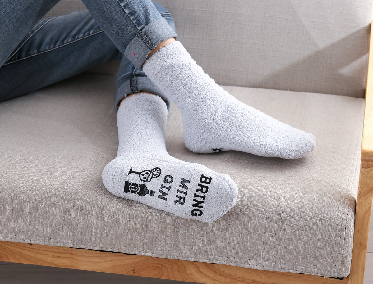 Gin Socken mit Spruch, WENN DU DAS LESEN KANNST, BRING MIR GIN, Kuschelsocken, Geburtstagsgeschenke für Frauen, 36-43