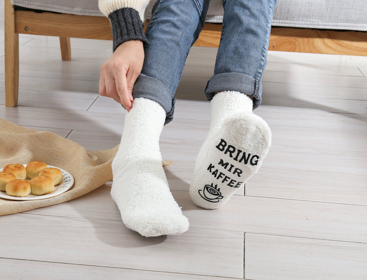 Kuschelsocken für Frauen mit Spruch "WENN DU DAS LESEN KANNST, BRING MIR KAFFEE", Geburtstagsgeschenk für Mama Schwester, Freundin, 36-43