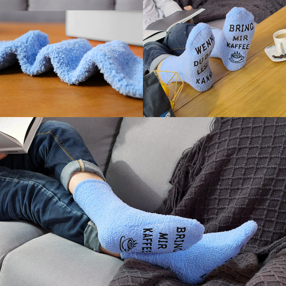 Cupcake Socken, Geschenk für Frauen, Kuschelsocken mit Spruch Wenn du das lesen kannst, bring mir Kaffee,  Geburtstagsgeschenk, 36-43