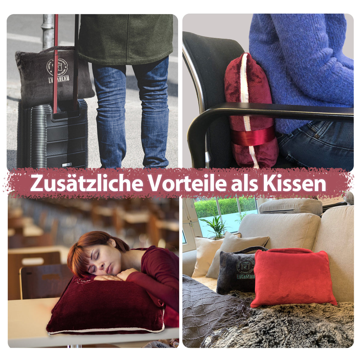 Kuscheldecke mit Ärmeln und Taschen, ausgefallenes Geschenk für Frauen, Geburtstagsgeschenk für Mama, Freundin, Schwester, Sofa TV Decke, Kuscheldecke, TV-Decke 150x200 cm, Rot