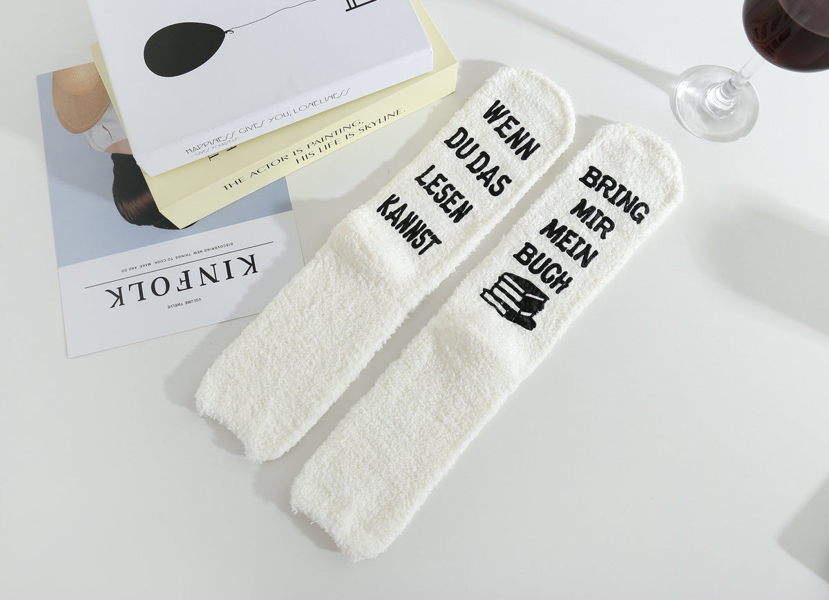 Kuschelsocken mit Anti-Rutsch-Aufschrift "WENN DU DAS LESEN KANNST, BRING MIR MEIN BUCH", Geburtstagsgeschenk Frau, 36-43