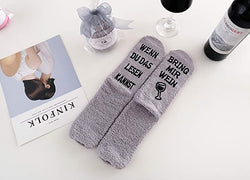 Kuschelsocken mit Spruch "Wenn du das lesen kannst, bring mir Wein", Wein Socken, Geburtstagsgeschenk Mama, Freundin, Schwester, 36-43