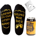 Bier Socken mit Bier Spruch, Geschenk zum Vatertag  - Baumwolle Socken mit Flaschenöffner aus Edelstahl in PikAss Silber, Geschenke für Männer zum Geburtstag, 37-44
