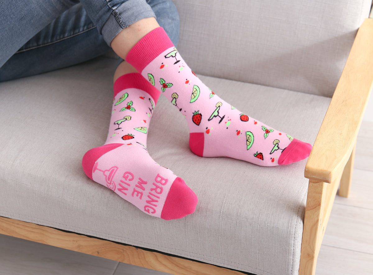 Gin Socken Englisch, Geschenk für Gin-Liebhaber IF YOU CAN READ THIS, BRING ME GIN, Frauen Socken mit Spruch, Gr. 37-42 (Rosa)