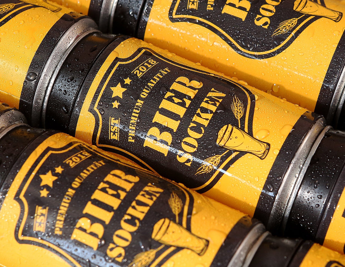 Bier Socken mit Flaschenöffner aus Edelstahl in GOLD, als Geburtstagsgeschenk für Männer, Baumwolle Socken Herren, 37-44