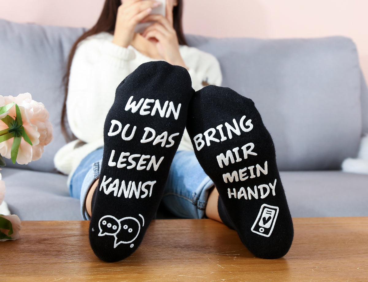 Handy Socken Geschenkset, WENN DU DAS LESEN KANNST BRING MIR HANDY, Geburtstagsgeschenke für Frauen, Geschenke für Freundin oder Freund