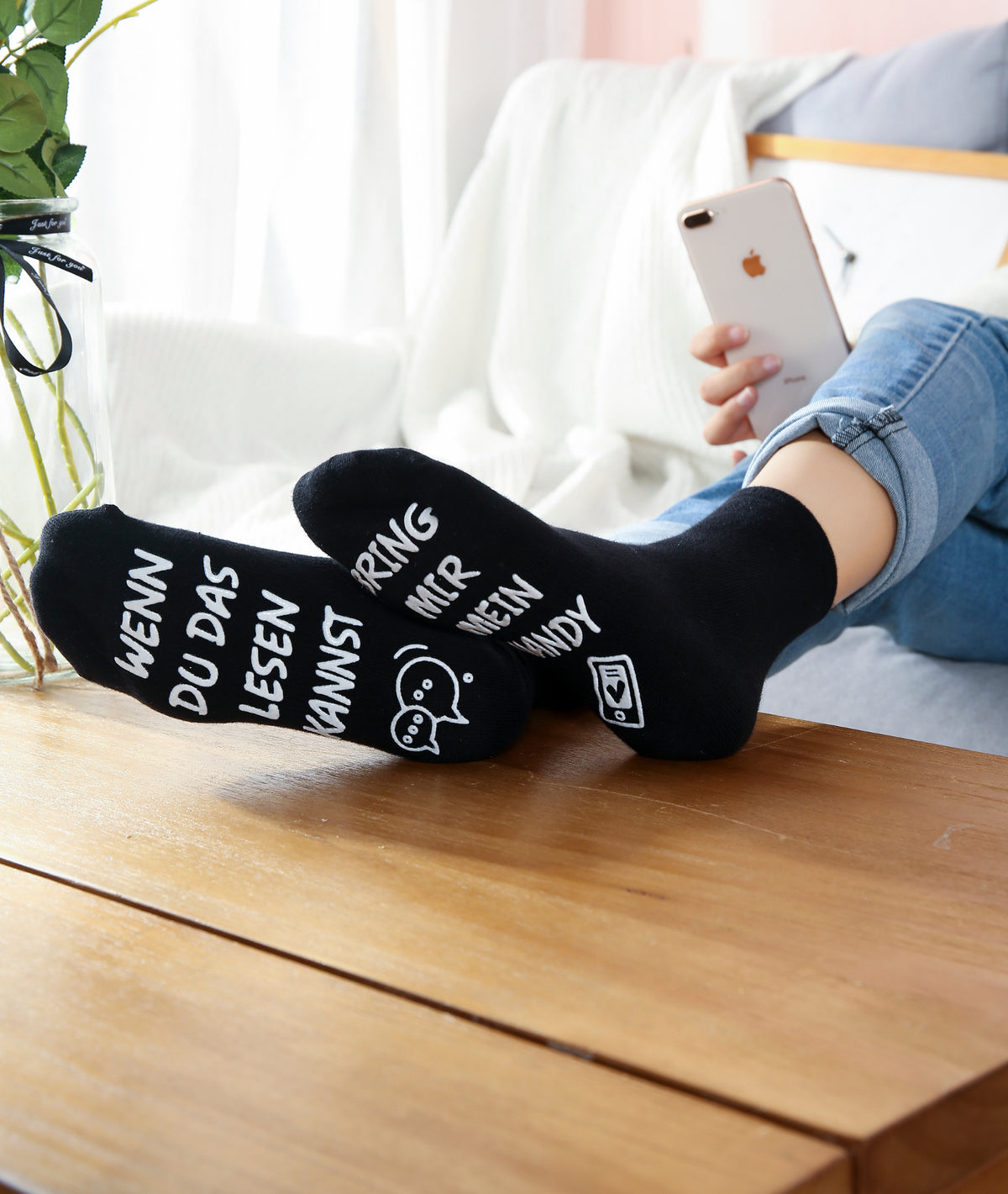 Handy Socken Geschenkset, WENN DU DAS LESEN KANNST BRING MIR HANDY, Geburtstagsgeschenke für Frauen, Geschenke für Freundin oder Freund