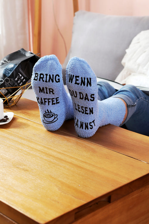 Cupcake Socken, Geschenk für Frauen, Kuschelsocken mit Spruch Wenn du das lesen kannst, bring mir Kaffee,  Geburtstagsgeschenk, 36-43