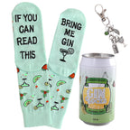 Gin Socken Englisch mit Spruch IF YOU CAN READ THIS, BRING ME GIN Geschenk für Gin-Liebhaber, Gr. 39-45 (Grün)
