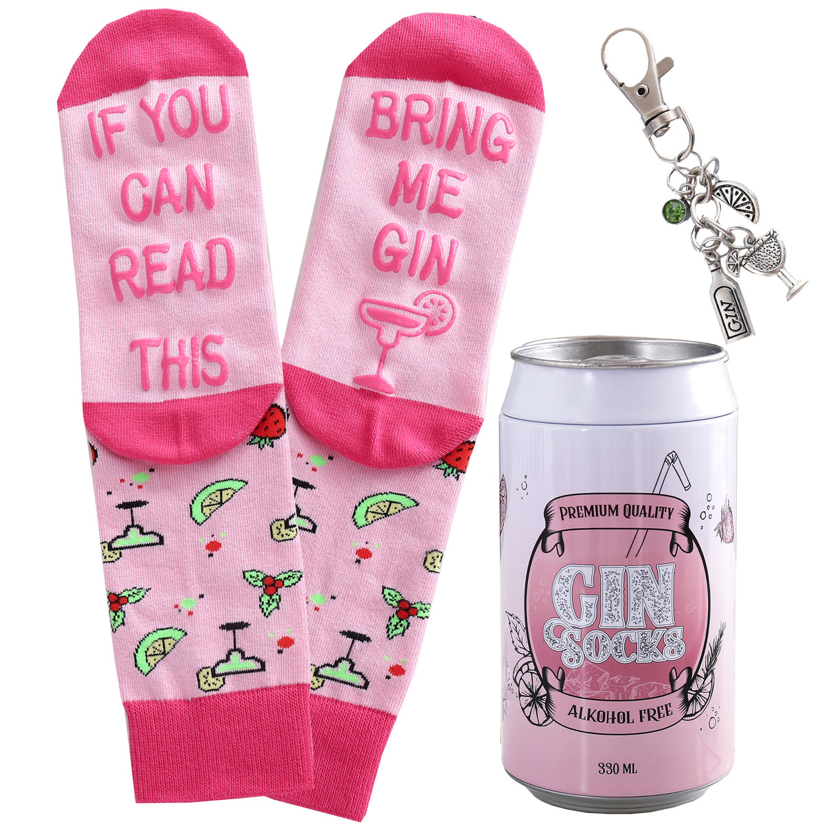 Gin Socken Englisch, Geschenk für Gin-Liebhaber IF YOU CAN READ THIS, BRING ME GIN, Frauen Socken mit Spruch, Gr. 37-42 (Rosa)
