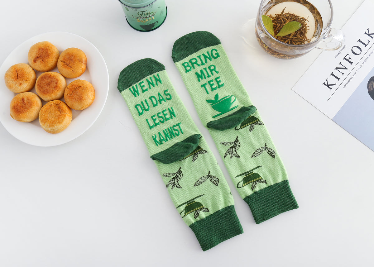 Tee Socken mit Spruch "Wenn du das lesen kannst, bring mir Tee", Damen Socken rutschfest, Geburtstagsgeschenk, Geschenk für Mama, 37-43